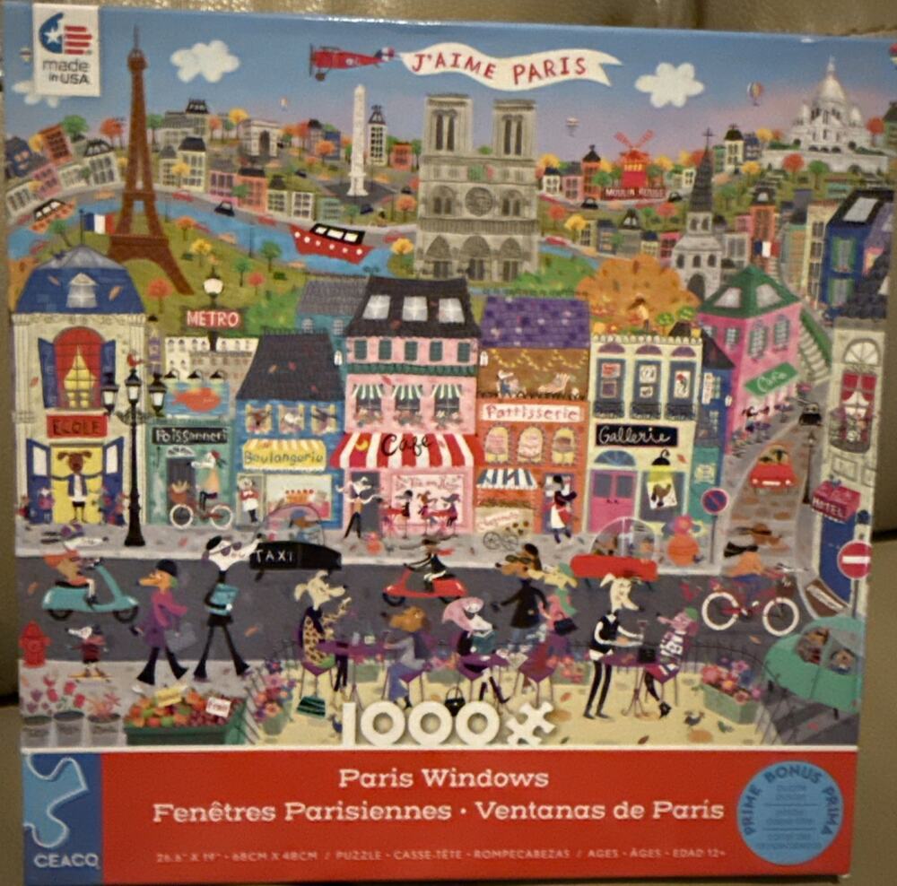 Pre-Owned CEACO 1000 Piece “Paris Windows” Puzzle with Poster 2023 COMPLETE